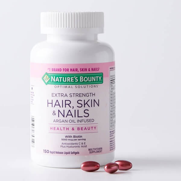 Nature's Bounty Optimal Solutions Extra Strength Hair Skin & Nails 250 Softgels,วิตามินบำรุง ผิว ผม เล็บ