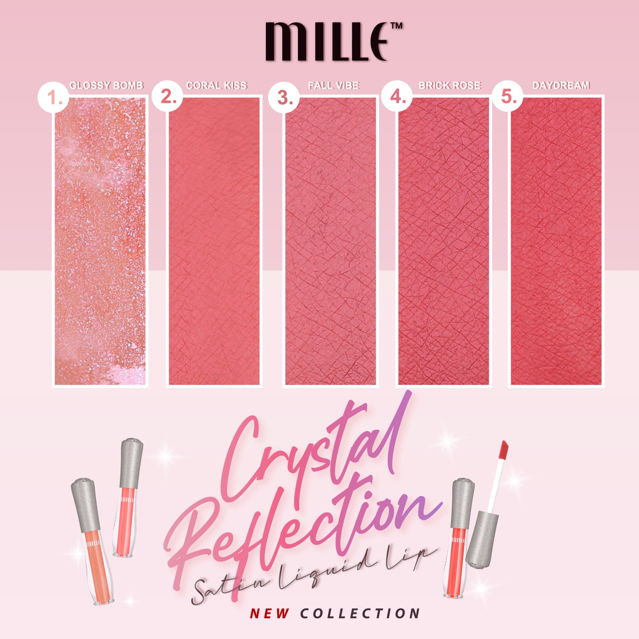 Mille, Mille รีวิว, Mille ราคา, Mille Crystal Reflection Satin Glaze Lip, Mille Crystal Reflection Satin Glaze Lip รีวิว, Mille Crystal Reflection Satin Glaze Lip ราคา, Crystal Reflection Satin Glaze Lip, Mille Crystal Reflection Satin Glaze Lip 1.7ml, Mille Crystal Reflection Satin Glaze Lip #01 Glossy Bomb, ลิปแมตต์, ลิปกลอส, ลิปสติก, ลิป