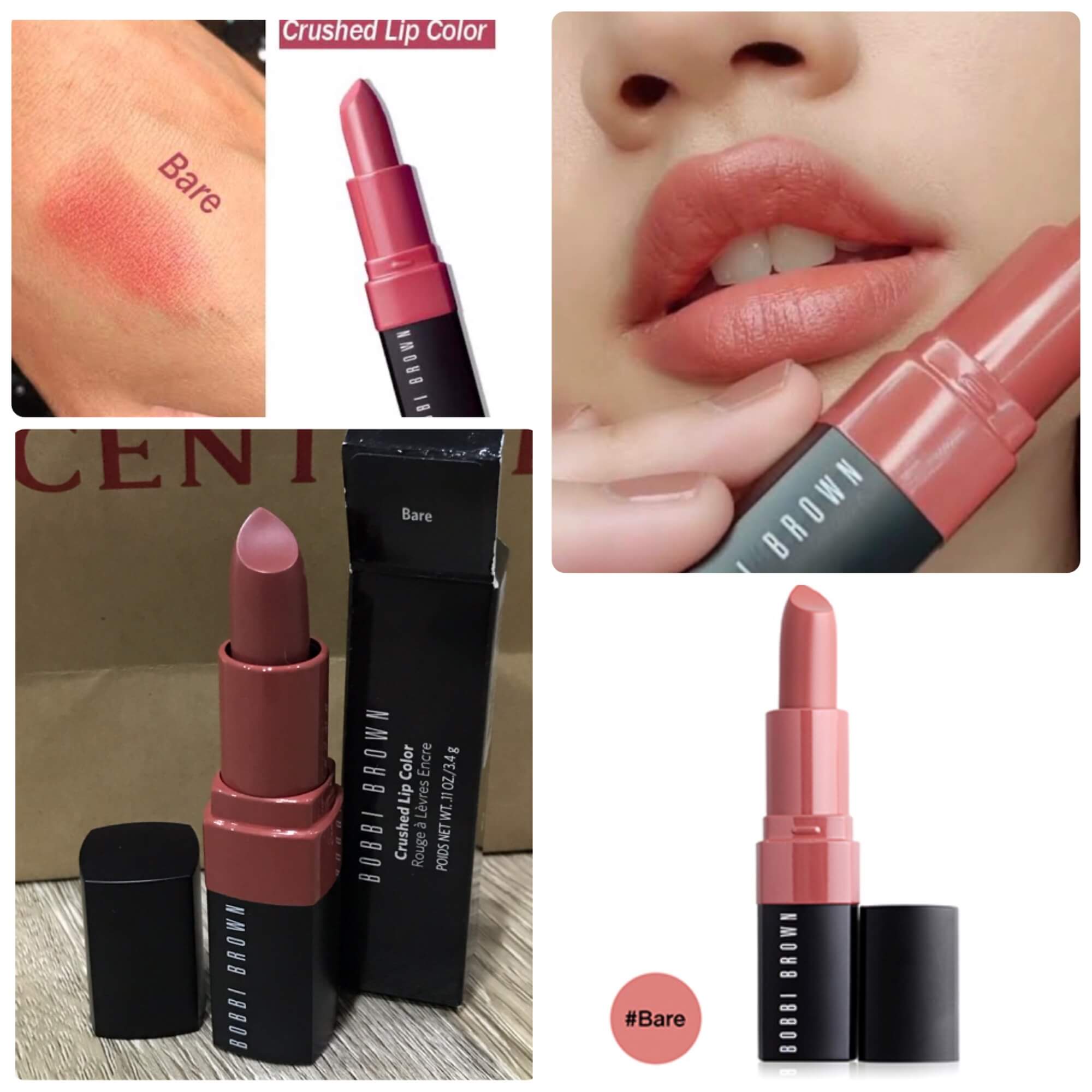 Bobbi Brown Crushed Lip Color #Bare 3.4g ลิปสติกเม็ดสีในแบบ Soft Matte สุดงดงาม มอบความชุ่มชื้นเหมือนบาล์ม